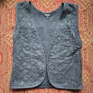 Dusty Blue Stitch Cotton Kantha Vest/Waistcoat/Lucky Brand